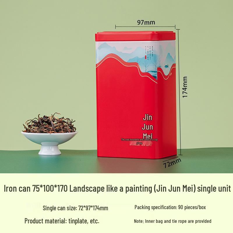 Green Tea Gift Box: Sealed Iron Can Set with Handbag, Large Square Half-Jin Capacity, Empty for Refill