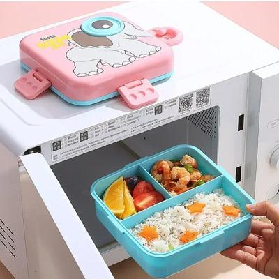 1PC Double Layer Portable Lunch Box For Kids With Sauce Box And Spoon Microwave Bento Boxes Dinnerware Set Food Storage Containe