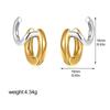 Geometric Stainless Steel Gold Sliver Color Bilayer Stud Earring for Women Irregular Metal Texture Fashion Jewelry Gift