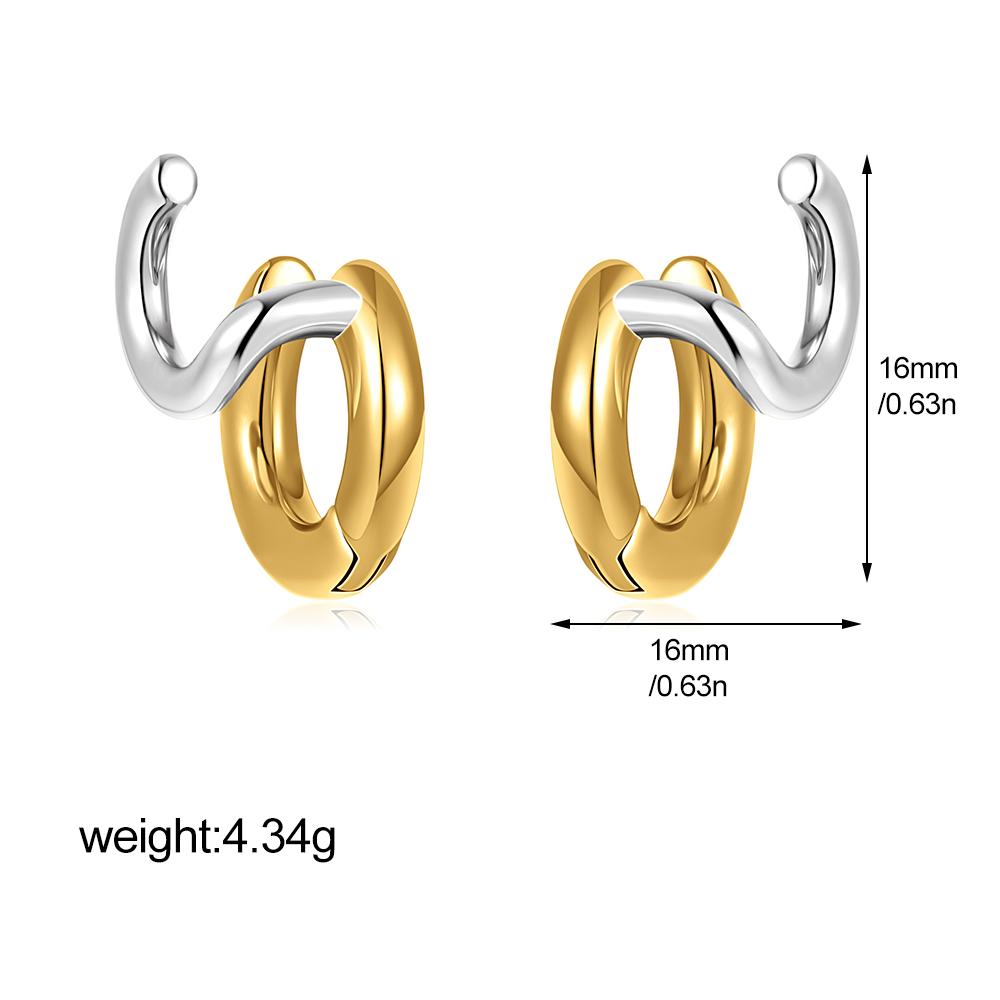 Geometric Stainless Steel Gold Sliver Color Bilayer Stud Earring for Women Irregular Metal Texture Fashion Jewelry Gift