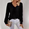 Spring/Autumn Long Sleeve Hollowed Out Knit Sweater Women's Pullover Crochet Flower Pile Loose V-Neck Base Top
