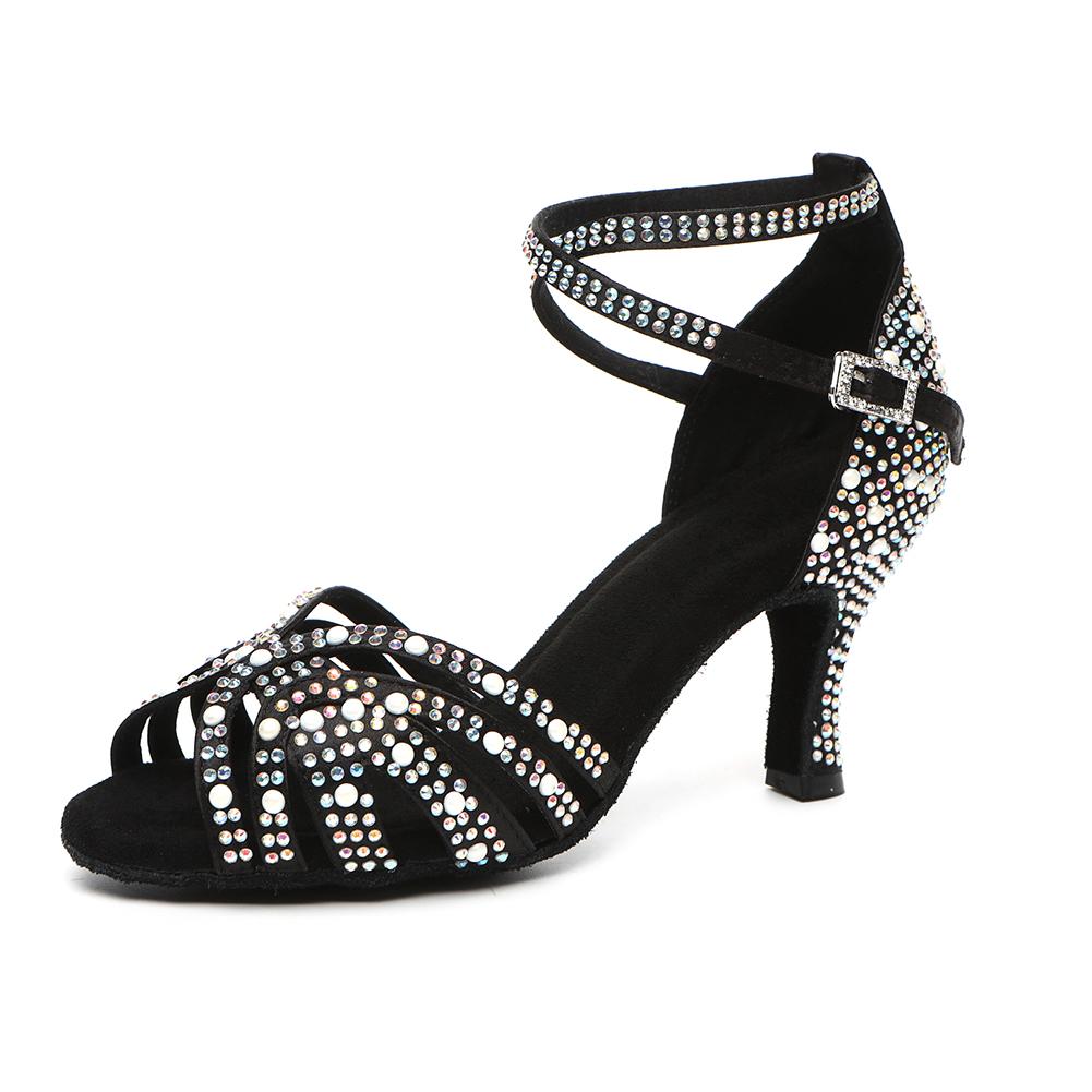 Vysoké podpatky Sexy boty na latinskoamerické tance Perlové Diamantové Plesové Svatba Protiskluzové Taneční Podpatky 9CM Vysoké