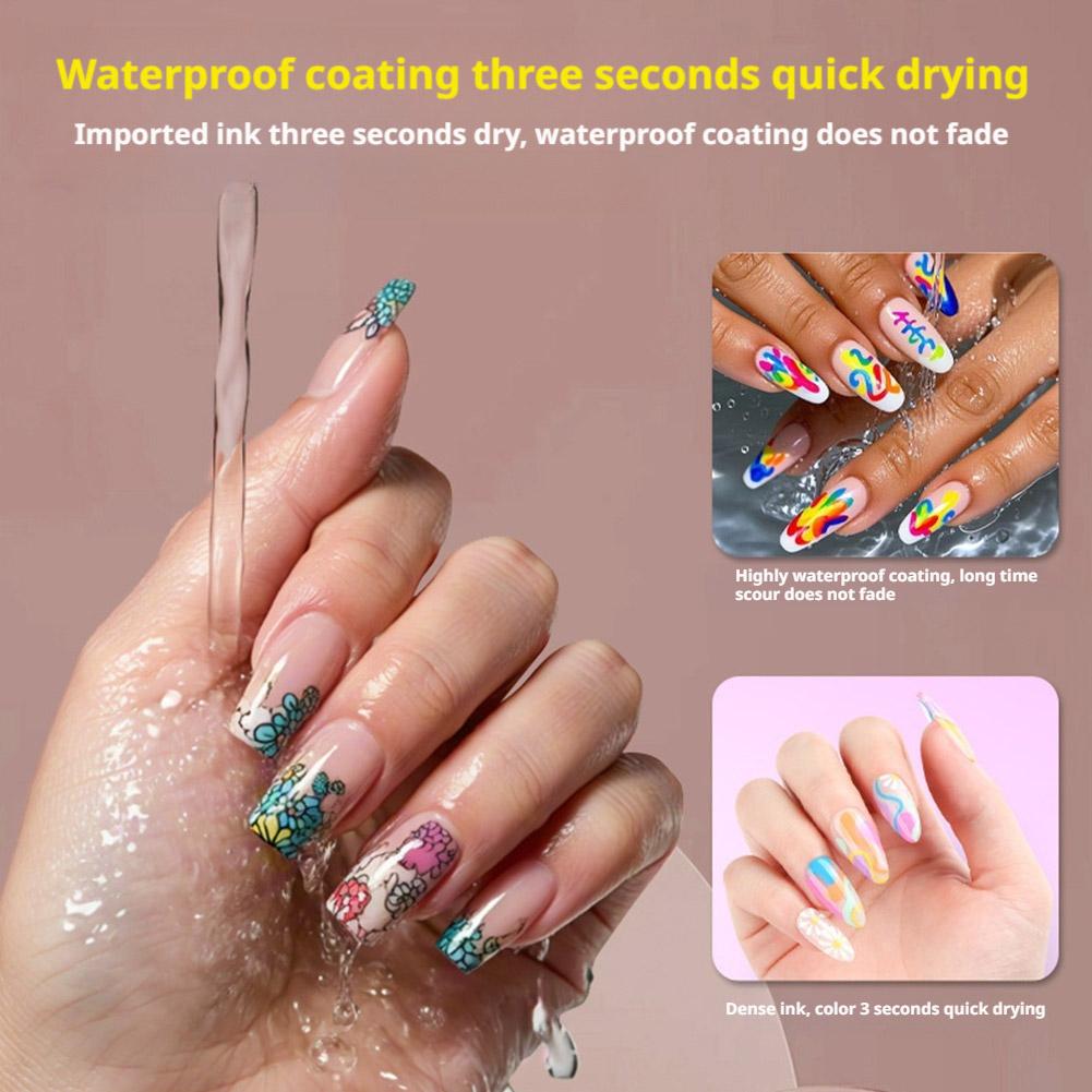 12 Colors Nail Art Pen Quick Dry Waterproof Painting Graffiti Acrylic Pen DIY Design Abstract Line Nail Art Beauty Tool Supplies