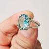 Gorgeous Charming Large Oval Blue CZ Stone Ring Women  Silver Color Crystal Zircon Ring Bridal Trendy Luxury Jewelry