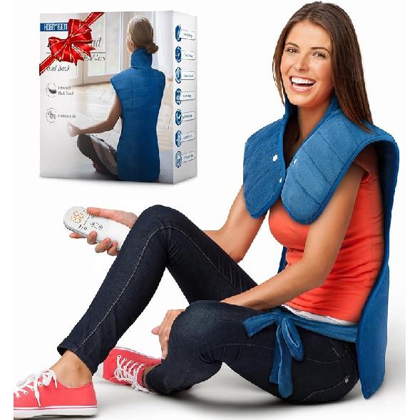 Heating Pad for Neck and Shoulders and Back, Birthday Gifts for Women Men Mom Dad Wife, Weighted Heating Pad for Back Pain Relief, Electric Heat Pad