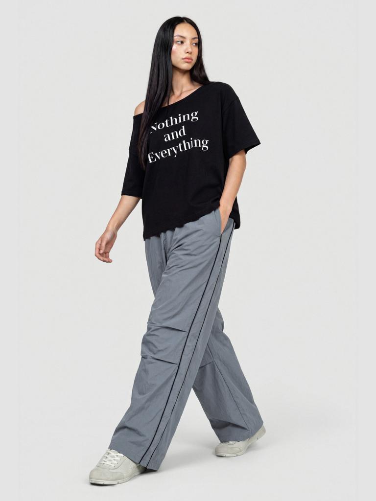 Beidipi Piping Fold Detail Track Pants, Grey