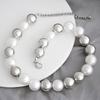 Fashion Temperament New Irregular Round Pearl Necklace Cold Wind Exaggerated Niche Design Collarbone Chain Women