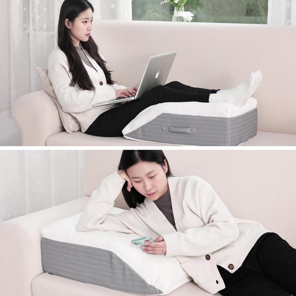 HAVARGO Foot Pillow for Swelling Foot Back Lumbar Calf Knee Foot White Sleeping, Relief, Fluffy, Low-Rebound + High-Rebound Dual-Layer Construction,