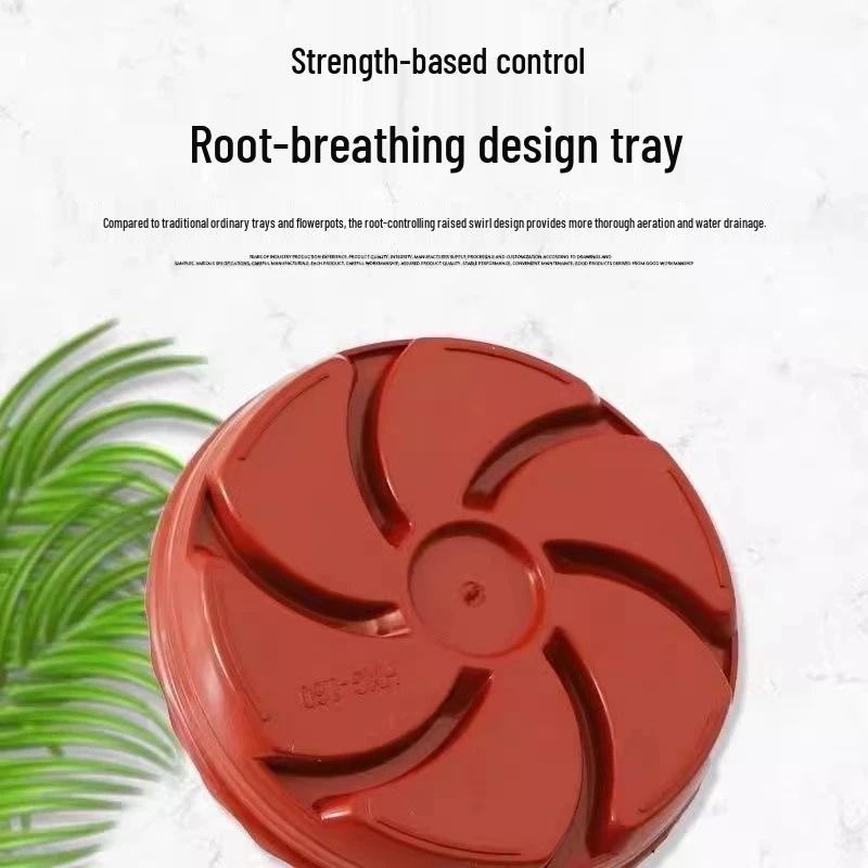 Anti-Root Rot Grooved Plastic Pot Tray with Thick Wavy Edge