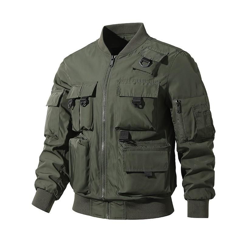 Mens Vintage Pilot Jacket With Multiple Pockets Waterproof Windproof Utility Outerwear Casual Wear