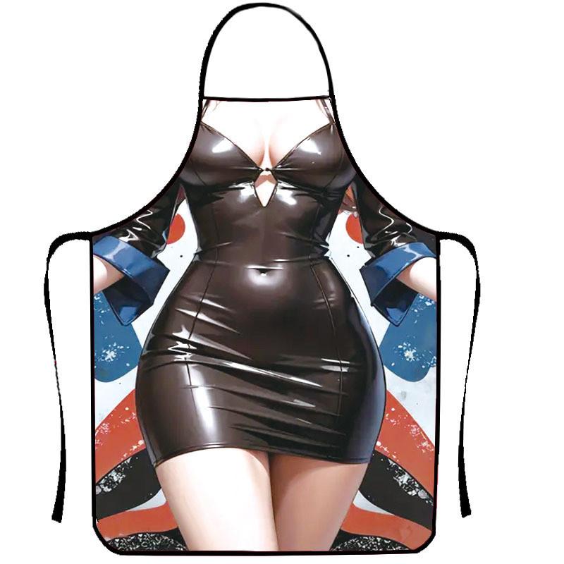 Creative Funny Character Print Waterproof Apron For Kitchen Cooking Home Use