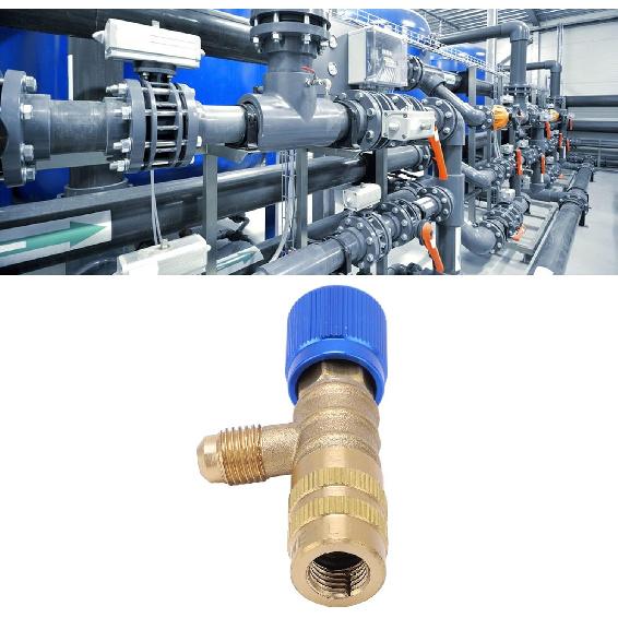 Refrigerant Charging Valve, Refrigerant Valve Brass Tank Adapter, 1/4" Thread Safety Adapter Flow Control Ball Valve for R22 R410 R134A R404