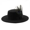 British Style Peacock Feather Classic Retro Woolen Flat Hat Big Eaves Hat Season Men And Women Couple Hat