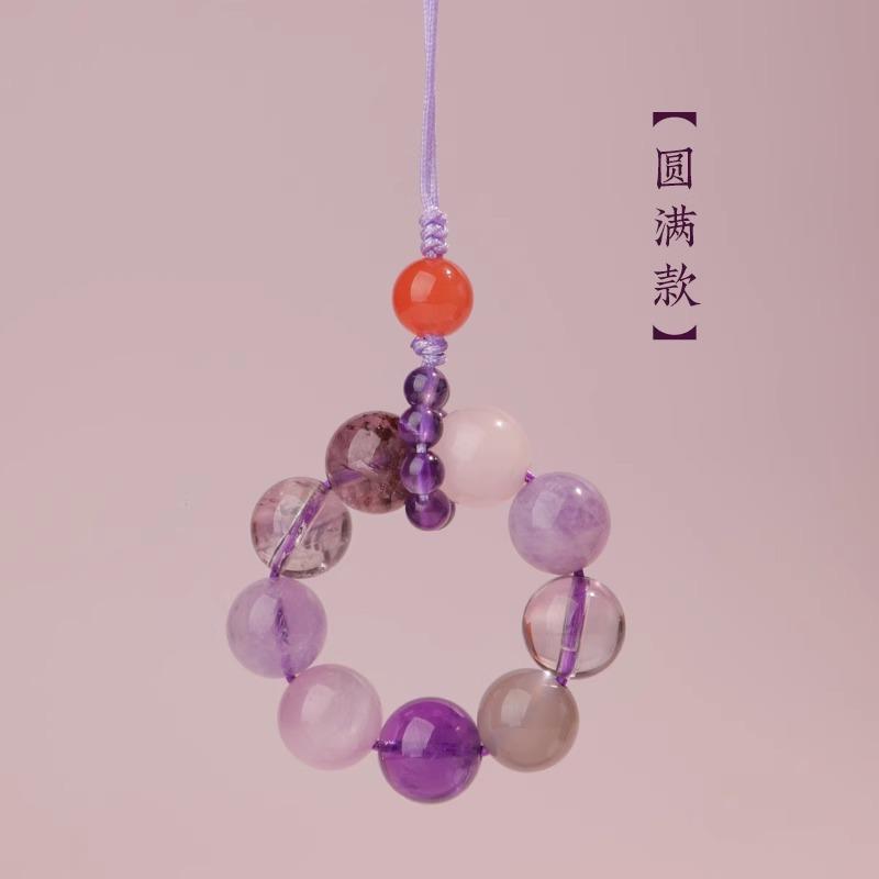 Nine Purple Fire Dragon Keychain Mobile Phone Pendant, Women s Zodiac Dragon Bracelet, Natural Amethyst Mobile Phone Chain Nine Purple Fire Amulet