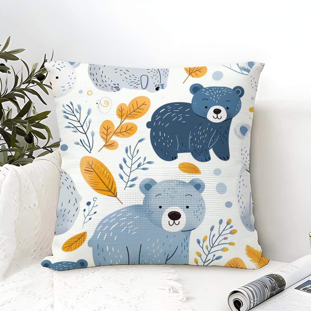 Children'S Cartoon Animal Painting Pillow Case Linen Pillow Case Sofa Home Decor Cushion Cover Cushion Cove