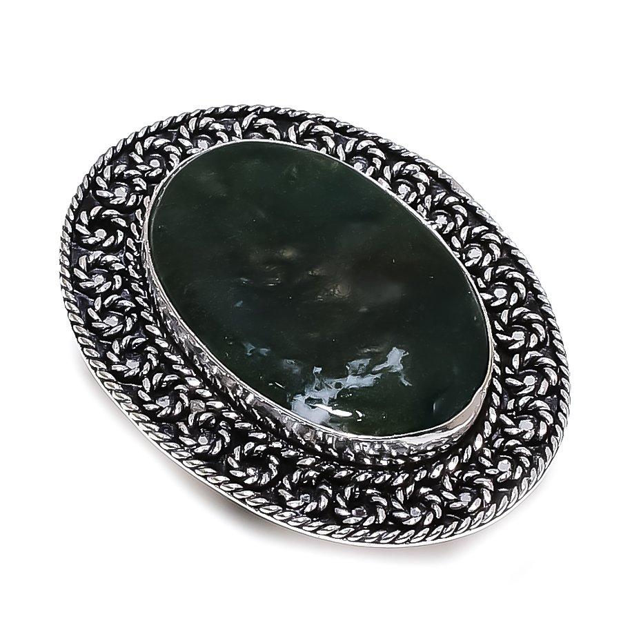 Moss Agate Gemstone Handmade 925 Sterling Silver Gift Jewelry Ring Size 10 g6w73