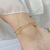Simple Niche Temperament Stainless Steel Flower Inlaid Zircon Double Layer Stacked Titanium Steel Anklet