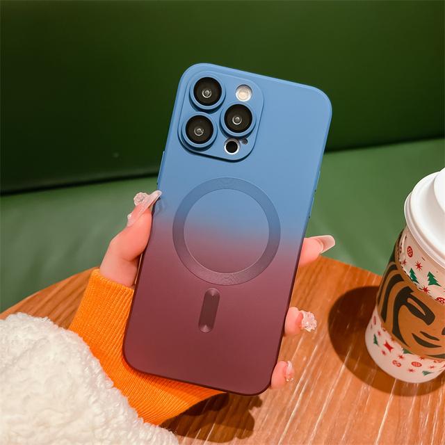Moskado Luxury Gradient Color Magnetic Phone Case For Iphone 14 11 13 12pro Max 14 Plus Full Lens Protective Film Soft Tpu Cover