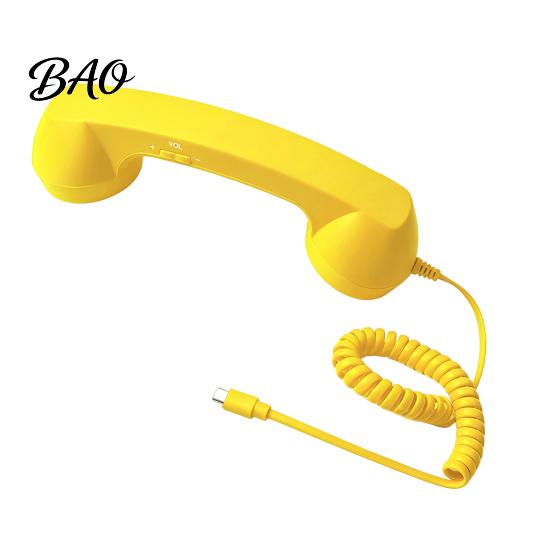 Vintage Style Handset Retro Phone for Mobile Phones, Type-C Wired Handheld Unique Gadget Calls Cell Receiver with Microphone Calls, Meetings,