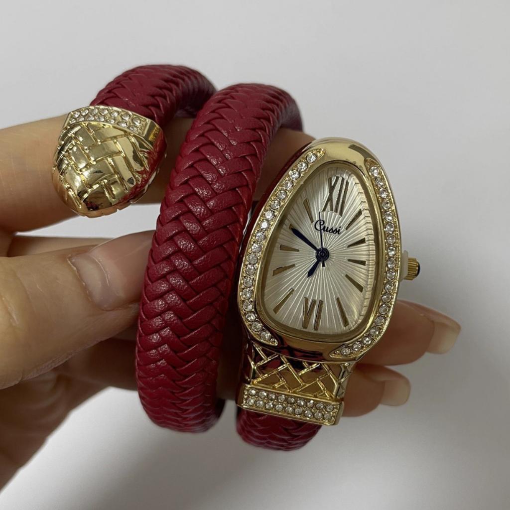 Snake Zodiac Snake Watch Fashion Personality Quartz Watch Diamond Leather Strap
