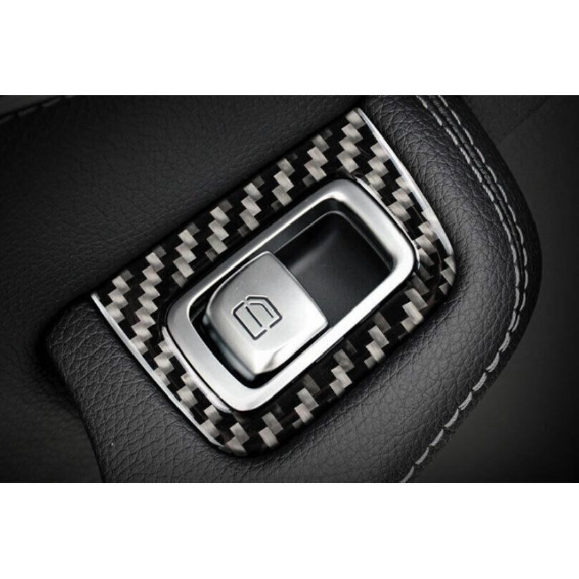 Real Carbon Fiber Window Lock Lift Panel Trim Frame For Benz C-Class 2015-
