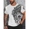 3D Abstract Tribal Mask Printed T-Shirt for Men Trendy Short Sleeve Tees Black White Geometric Line Art Graphic Round Neck Hip Hop Streetwear Tops