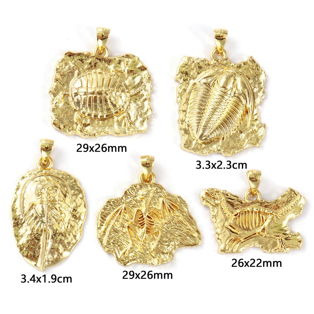 2pcs Turtle Fossil Brass Charm Pendant 18k Gold Plated Melon Seed Buckle Brass Pendant For Women Fashion Jewelry Making Findings