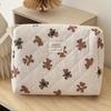 Cross-border Blue Striped Bear Cosmetic Bag Cartoon Girl Heart Going Out Portable Large Capacity Quilted Wash Storage Bag