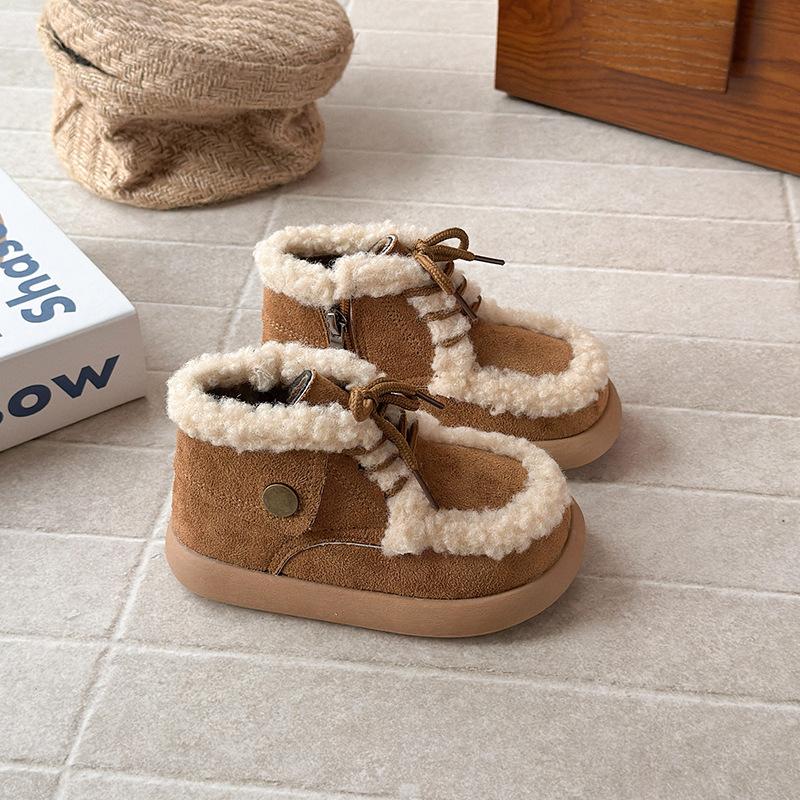 Children's boots baby cute two cotton boots winter new girls Birkenstock boots warm boys velvet short boots