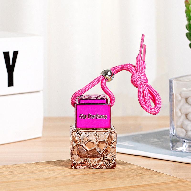 1Pcs 10Ml Rose Red Cap Colored Water Cube Empty Bottle Car Essential Oil Diffuser Fragrance Air Freshener Perfume Bottleornament