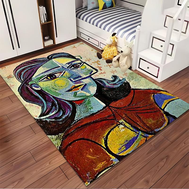 Colorful Abstract Portrait Rug Design Non-slip rug suitable for living room and bedroom sofas.