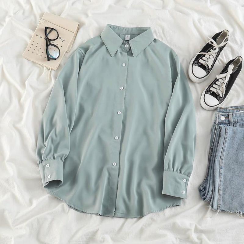 

Класична сорочка з довгим рукавом для жінок у стилі препі, вільний кардиган, повсякденний одяг у стилі ретро, великий розмір 3XL