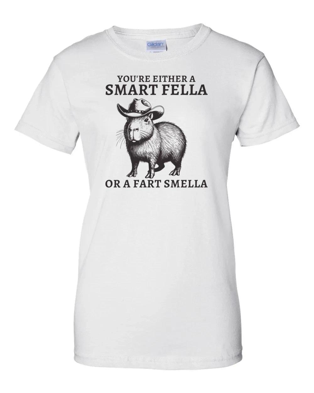 

Ladies You re either a smart fella or a fart smella - Funny Capybara Women s Tee 3XL