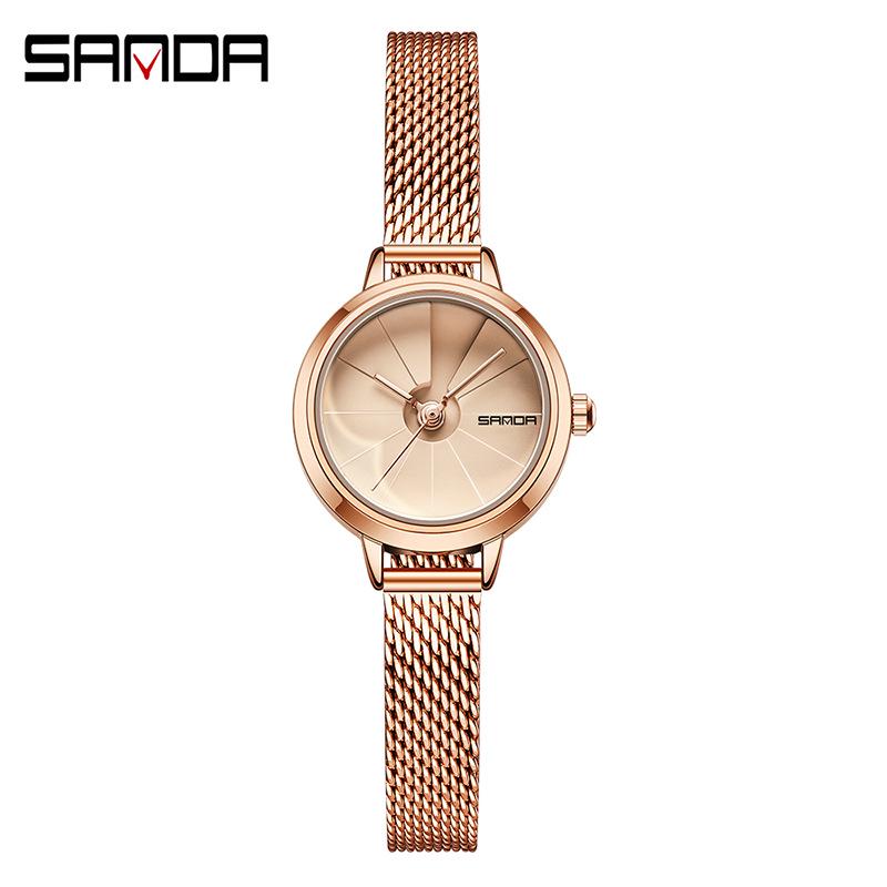 Sanda Korean Style Women's Waterproof Steel & Leather Strap Business Watch