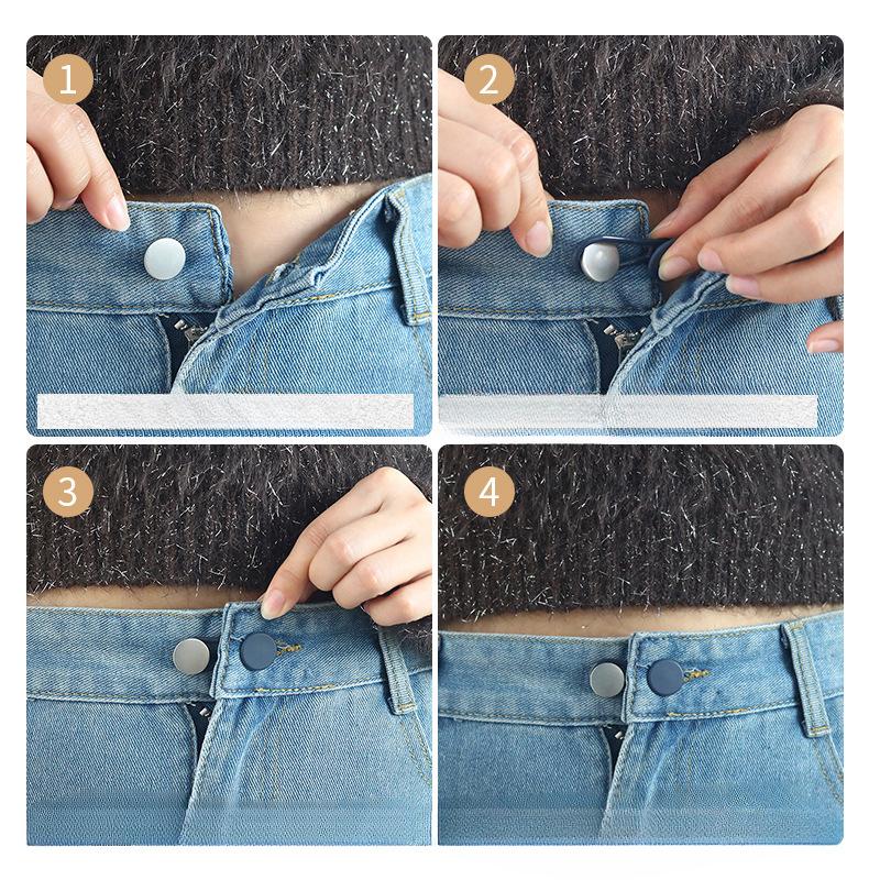 Rozšiřitelný pasový knoflík je odnímatelný knoflík, který rozšiřuje pas džínů.. Je to nastavitelné knoflíkové zapínání bez šití