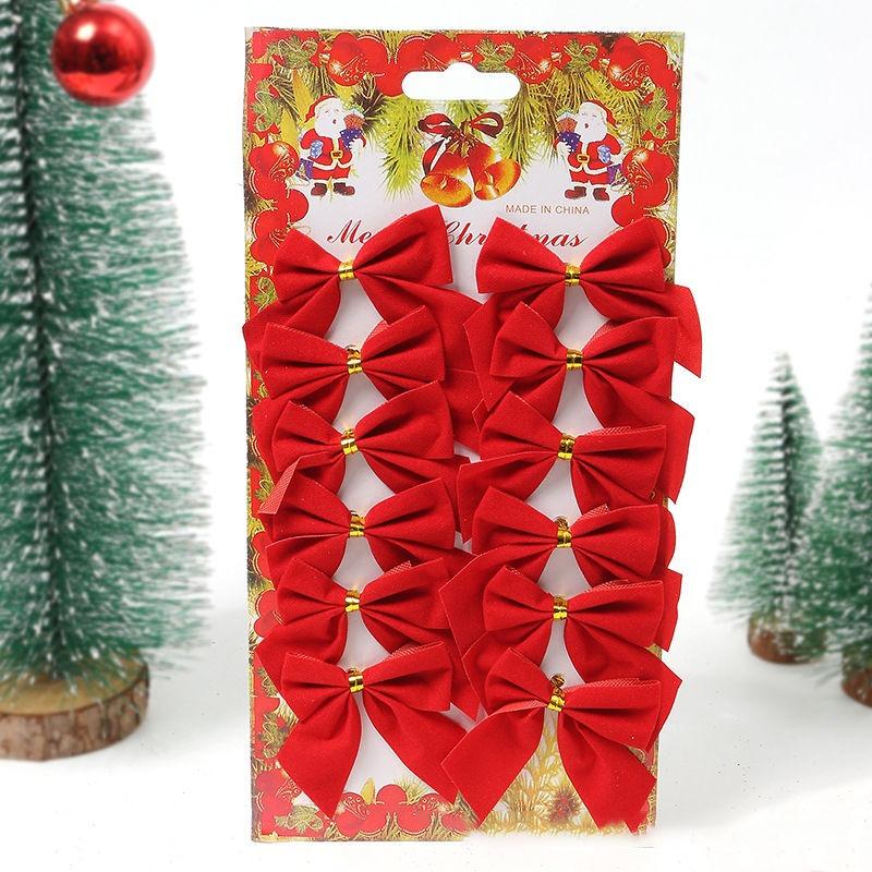 12Pcs 5cm Christmas Decorations Bow Xmas Tree Pendant Ornament for Home Room Decor Navidad New Year Party 2026 Gifts Accessories