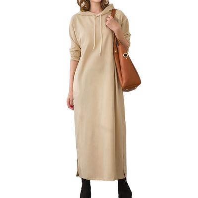 R10righten Moletom Longo com Mangas Longas Liso Solto Perfeito para Mulheres Plus Size Vestido, Mangas, Com Capuz, Bolsos, Comprimento, Leve, Cor, Caimento, Casual,
