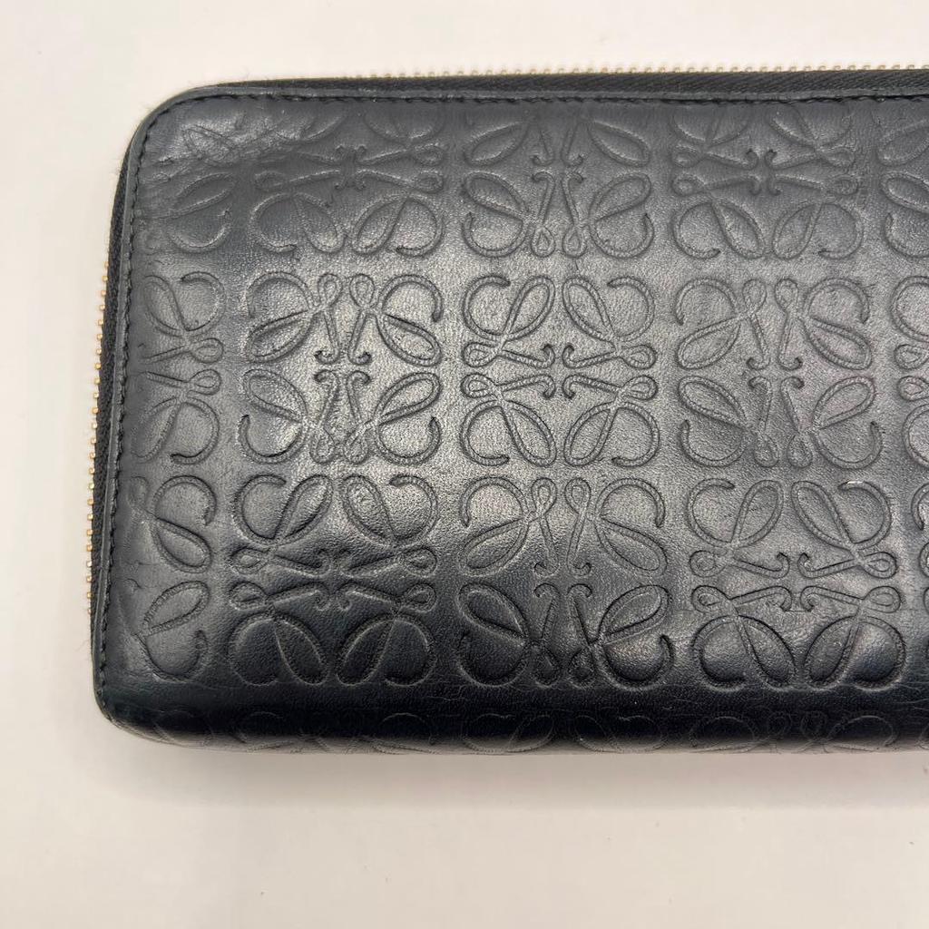 Used Popular Loewe Long Wallet Repeat Anagram Black