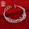 Korean 925 Sterling Silver Multi-Bead Bracelet With OT Clasp Fashion Versatile Jewelry Accessories For Women Birthday Party Gift