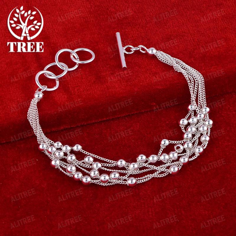 Korean 925 Sterling Silver Multi-Bead Bracelet With OT Clasp Fashion Versatile Jewelry Accessories For Women Birthday Party Gift