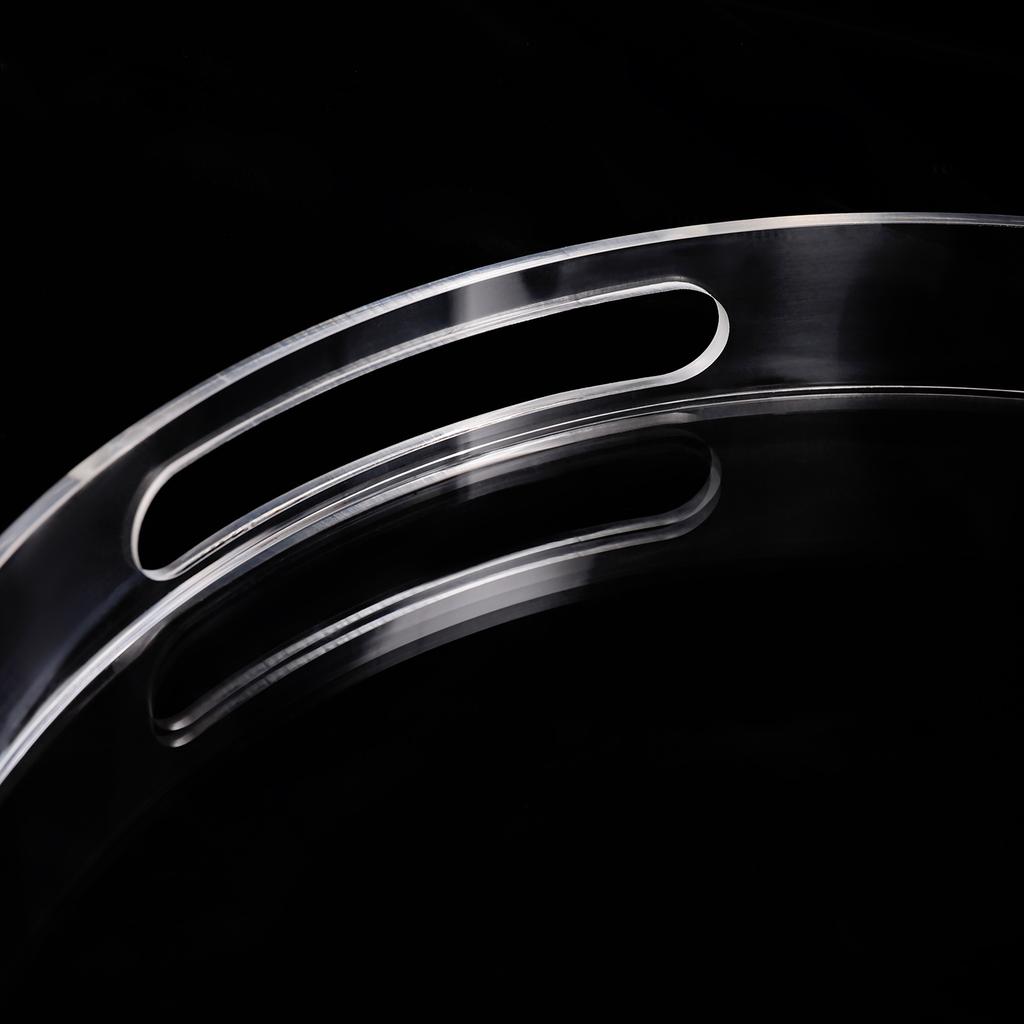 Clear Polished Acrylic Round Serving Tray with Handles, Spill-Proof & Scratch-Resistant, Freestanding Display Tray for Kitchen