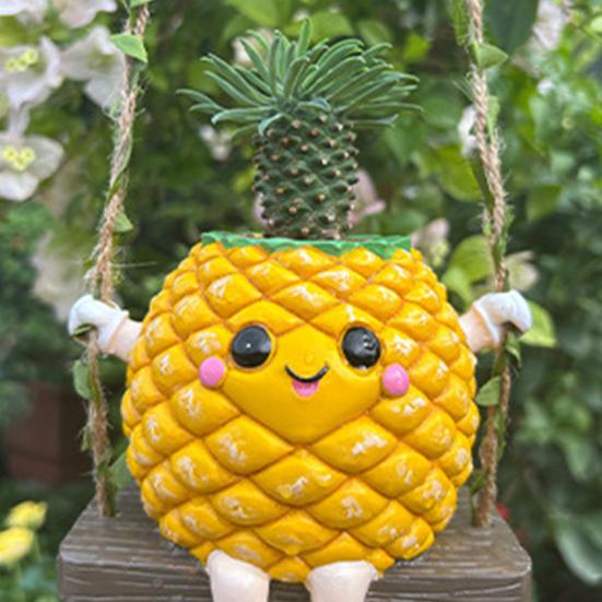 Lachender Ananas-Blumentopf, Niedlicher Ananas-Schaukel-Blumentopf, Hängender Pflanztopf für Sukkulenten Kleine Zimmerpflanzen Balkongarten