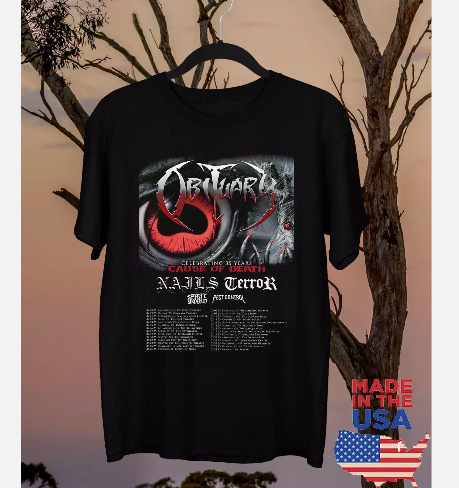 35 YEARS OF CAUSE OF DEATH OBITUARY TOUR 2025 T Shirt Full Size S-5XL XXL