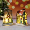 Christmas Decoration House LED Light Xmas Durable Ornaments Small Resin Mini House Miniature Village Building for Home Kids Gift