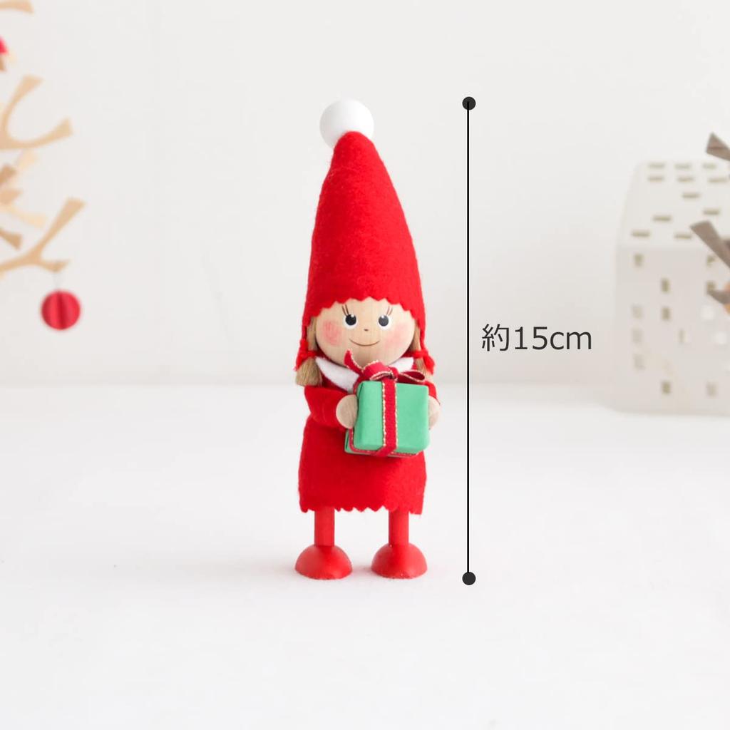 NORDIKA Nisse Christmas Wooden Girl with Green Doll, Present,