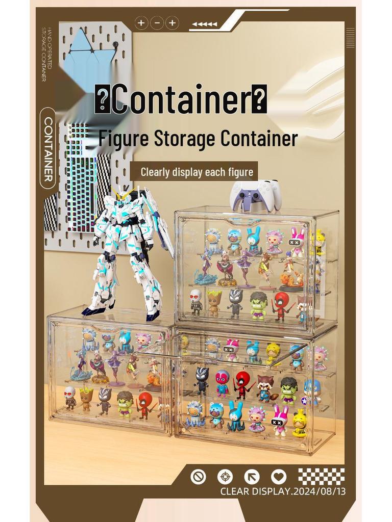 Pop Mart Transparent Acrylic Display Stand: Dustproof Magnetic Storage Box for Figures