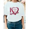 European Sizes Custom Photo Print T-Shirt for Women - "I Love You" Heart Design, Casual Short Sleeve Crew Neck, Lightweight Polyester