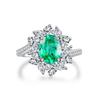 Smaragd Pagodenschliff 925 Sterlingsilber Ring mit Grünem Diamant Eisblume Edelstein