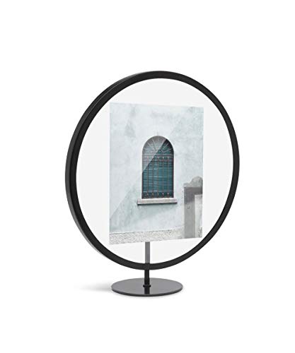 Umbra Infinity Photo Frame, 2L Size (5x7cm), Round, Wall-Mounted, for Photos, Postcards, and Art, 21012272040, Black