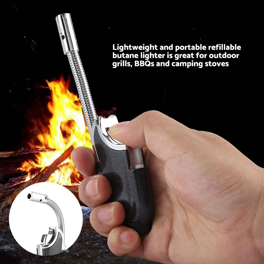 Outdoor BBQ Camping Flexible Neck Refillable Butane Flame Lighter Ignition Tool (#1)